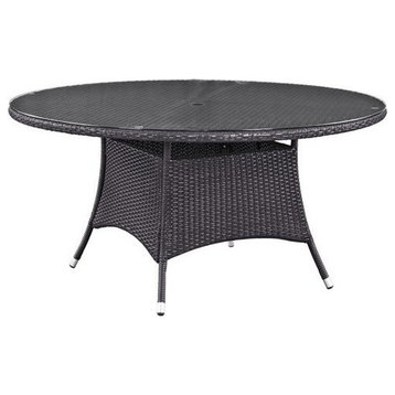 Hawthorne Collection 59" Glass Top Patio Dining Table in Espresso