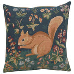 Charlotte Home Furnishings Inc. - Medieval Squirrel European Cushion Cover - Woven in the jacquard style. This wonderful European tapestry cushion cover is an extract from the famous set of 6 medieval tapestries Lady and the Unicorn. Woven in about 1511 and are now housed in the Cluny Museum, Paris. The background is done in the Mille-fleur style. This panel is also called L'ecureuil.