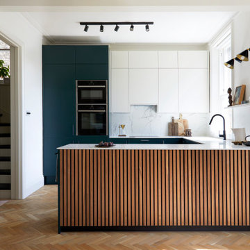 Green, White & Walnut Kitchen