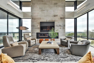 This is an example of a contemporary living room in Austin.