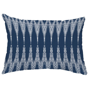 Peace 1 14"x20" Abstract Decorative Outdoor Pillow, Navy Blue