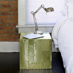 Aviator Deco Crate Side Table - Brass - Side Tables And End Tables