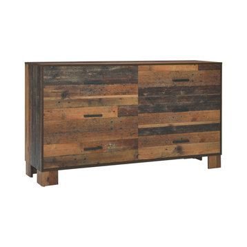 6 Drawers Wooden Dresser, Rustic Pine