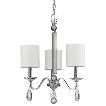 Lily Indoor 3-Light Mini Chandelier With Shades/Crystal Pendants Polished Nickel