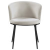 The Almar Dining Chair, Cream and Matte Black, Velvet and Iron (Set of 2)