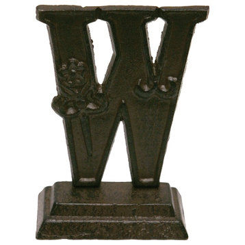 Iron Ornate Standing Monogram Letter W Tabletop Figurine 5 Inches