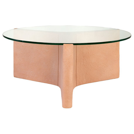 Round Glass Coffee Table, Versmissen Yenn, Orange