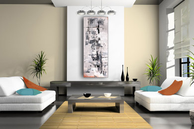 Example of a trendy living room design in Miami