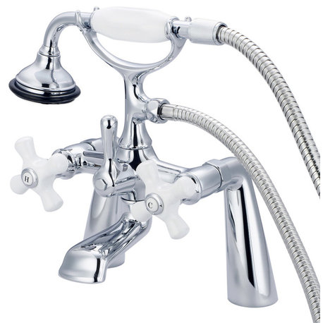 Vintage Classic Deck Mount Tub Faucet With Handshower, Hand Polished, Richly Tri