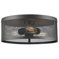 3-Light Flush Mount, Bronze Finish