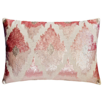 Pink Linen 12"x22" Lumbar Pillow Cover Ombre Sequins - Pretty Little thing