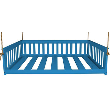 Misson Hanging Daybed, Caribbean Blue, Full, With Rope