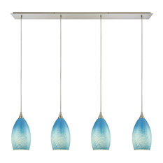 Coastal / Beach 4 Light Mini Pendant in Satin Nickel Finish