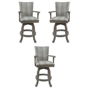 Home Square 26" Wood Counter Stool with Base in Natural Fun - Set of 3