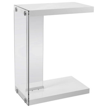 Accent Table - Glossy White With Tempered Glass