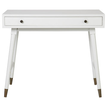 East at Main Selma 1-drawer Console Table with Gold Accents, White