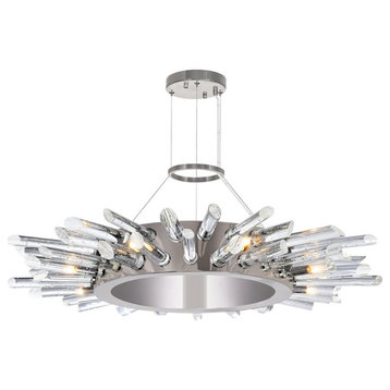 CWI Lighting Thorns 8 Light Contemporary Metal Chandelier in Polished Nickel