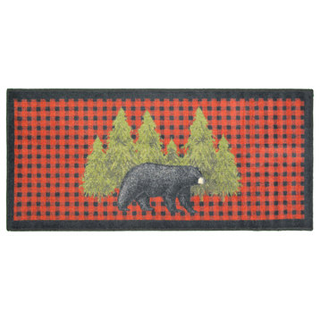 Cozy Cabin Pine Bear Lodge Accent Rug, 20"x44"
