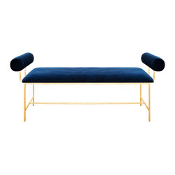 Worlds Away Miller Navy Bench - Accent And Storage Benches