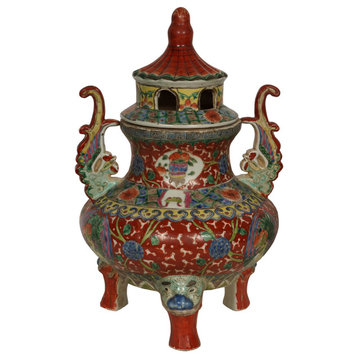 Consigned Vintage Chinese Famille-Rose Porcelain Incense Burner