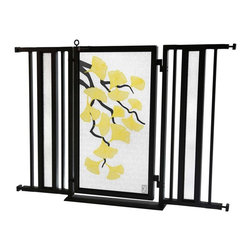 Fusion Gates - Fusion Gate with Autumn Ginkgo Design, Black, 36"-52" - Baby Gates And Child Safety