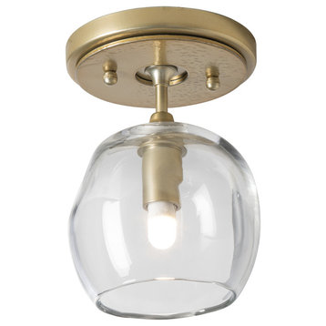 Ume 1-Light Semi-Flush, Modern Brass, Modern Brass Accents, Clear Glass