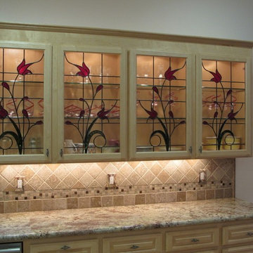 Art Glass Designs - Flowers, Birds, Trees, Grapes & More, - Volume-2