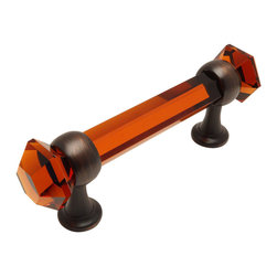 Cosmas - Cosmas 6393ORB-A Oil Rubbed Bronze With Amber Glass Cabinet Cup Pull, Single - Cabinet And Drawer Handle Pulls