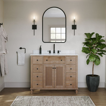 Wailea 42" Single Bathroom Vanity in Weathered Fir with Italian Carrara Marble Top