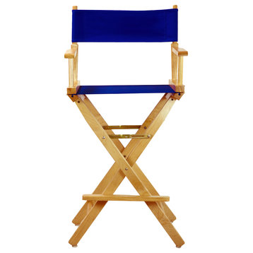 30" Director's Chair With Natural Frame, Royal Blue Canvas