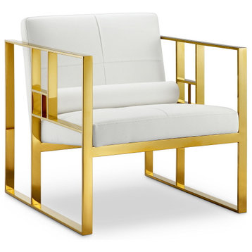 Mona Chair, White, Gold Frame
