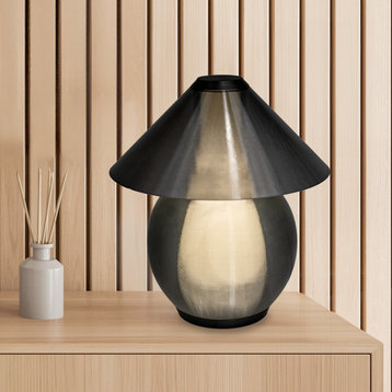 JONATHAN Y Lighting USA1008 Opal 13" Tall LED Vase Table Lamp - Dark Smoke /
