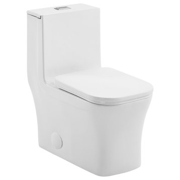 Concorde One Piece Square Toilet Dual Flush 0.8/1.28 gpf, Glossy White