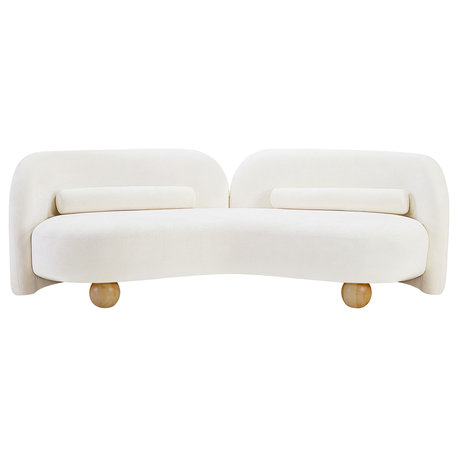 Daphne Upholstered Chair/Loveseat/Sofa, Cream, Chenille Fabric, Sofa