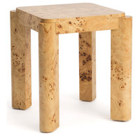 Studio London Chorus Modern Wooden Side Table Nightstand with Clear Maple Burl