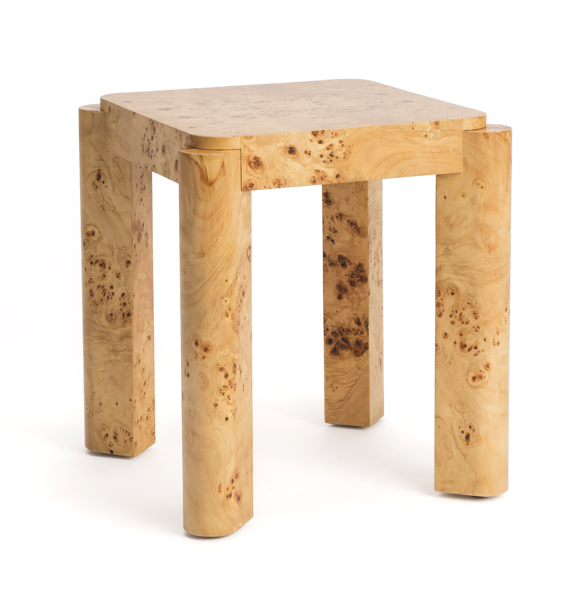 Studio London Chorus Modern Wooden Side Table Nightstand with Clear Maple Burl