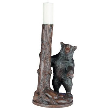 Candleholder Statue Sculpture Rustic Tree Bear Hand Painted OK