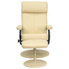 Flash Furniture BT-7863-CREAM-GG Leather Recliner and Ottoman, Cream