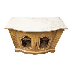 Vintage Side Cabinet with Marble Top - Side Tables And End Tables