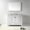 Caroline Avenue 48" Single Vanity in White with Marble Top, Square Sink, Mirror