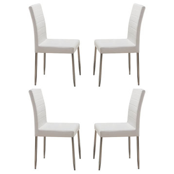 Pilaster Designs, Parson Chairs With Chrome Legs, Set of 4, White