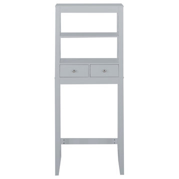 Lewis Over-the-Toilet Storage Rack With Drawers, Gray