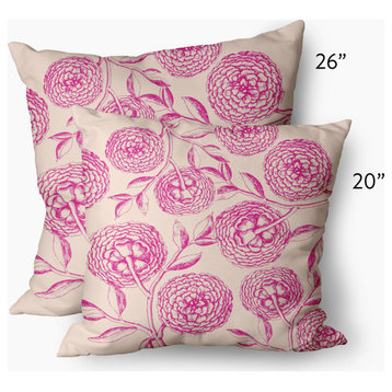 Antique Flowers Decorative Throw Pillow, Orchid, 20"x20"