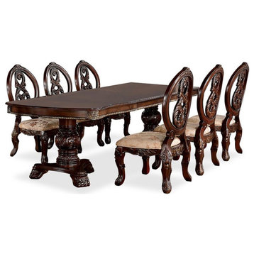 Furniture of America Roo Traditional Wood 7-Piece Dining Table Set in Cherry