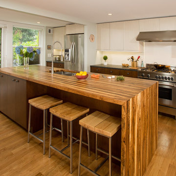Walnut Waterfall Island: City Row House Kitchen