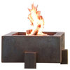 Square Weathering Steel Fire Pit, Square Fire Pit for Logs/Propane Gas