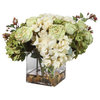 Elegant Cream Green Hydrangea Rose Spring Flower Bouquet Vase