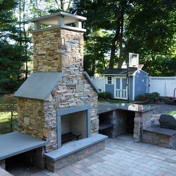Outdoor Living Space - Bluestone Patio, Kitchen, Fireplace, Pergola