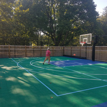 Hingham , Massachusetts Backyard Basketball Court