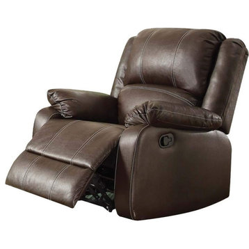 Modern Rocker Recliner Chair, Tufted Seat and Back With Pillow Top Arms, Brown